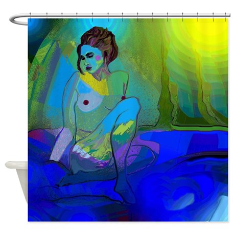 Blue Nude Shower Curtain